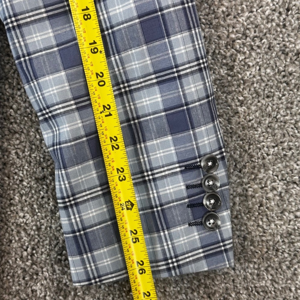 Paisley & Gray Blazer Mens 42R Plaid Slim Fit Cotton Stretch Sport Coat Preppy - Picture 9 of 11
